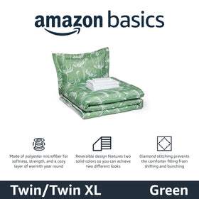 Amazon Basics bed-in-a-bag twin-xl set includes comforter and sheets for easy styling