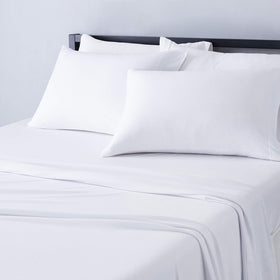 Amazon Basics full bed sheet set in super-soft material for cozy nights.
