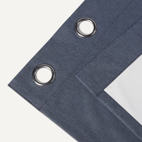 Amazon Basics navy panel front view showing deep color and privacy