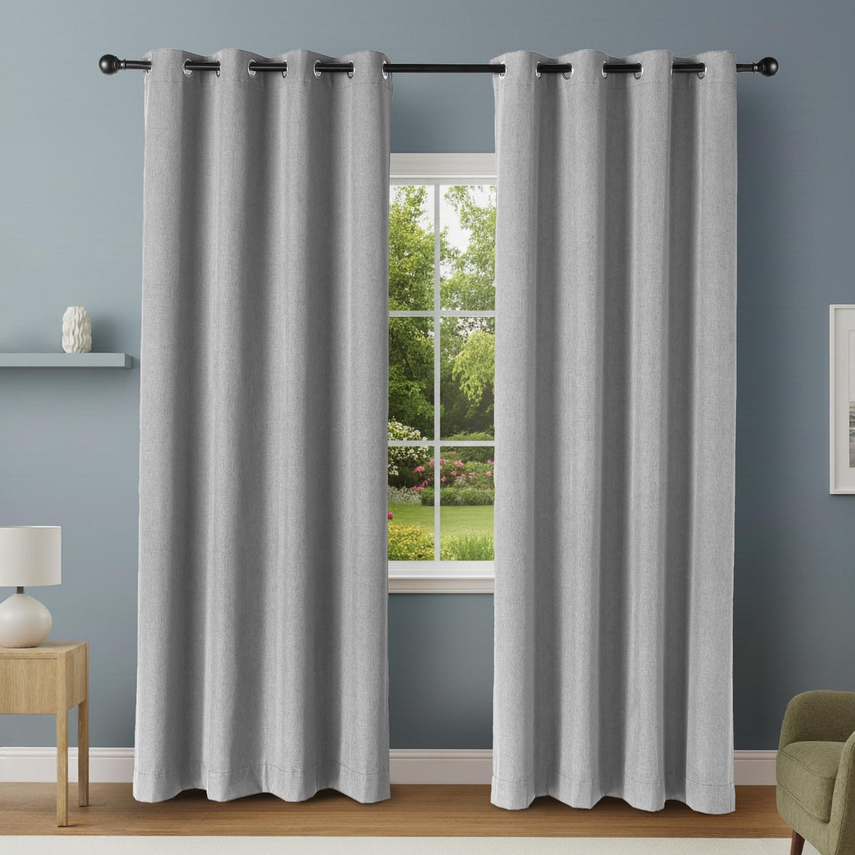 Amazon Basics blackout curtains panel setup for easy privacy and light control.