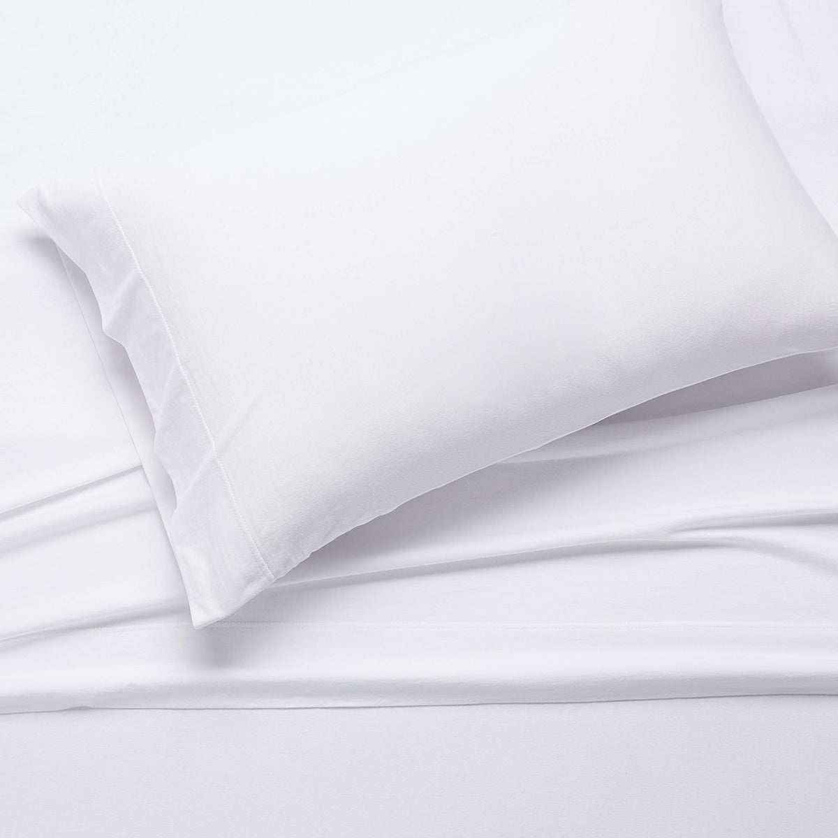 Amazon Basics pillowcase close-up with luxurious jersey texture