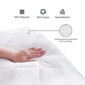 Amazon Basics breathable poly-cotton fabric topper promotes airflow for cooler nights