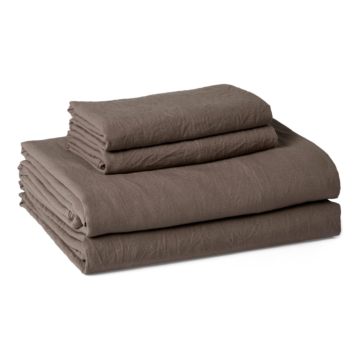 Amazon Basics breathable microfiber sheet set flat sheet on king bed showing soft texture