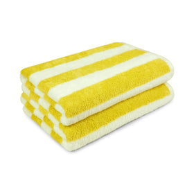 Amazon Basics cabana stripe towel close-up texture of soft ringspun cotton.