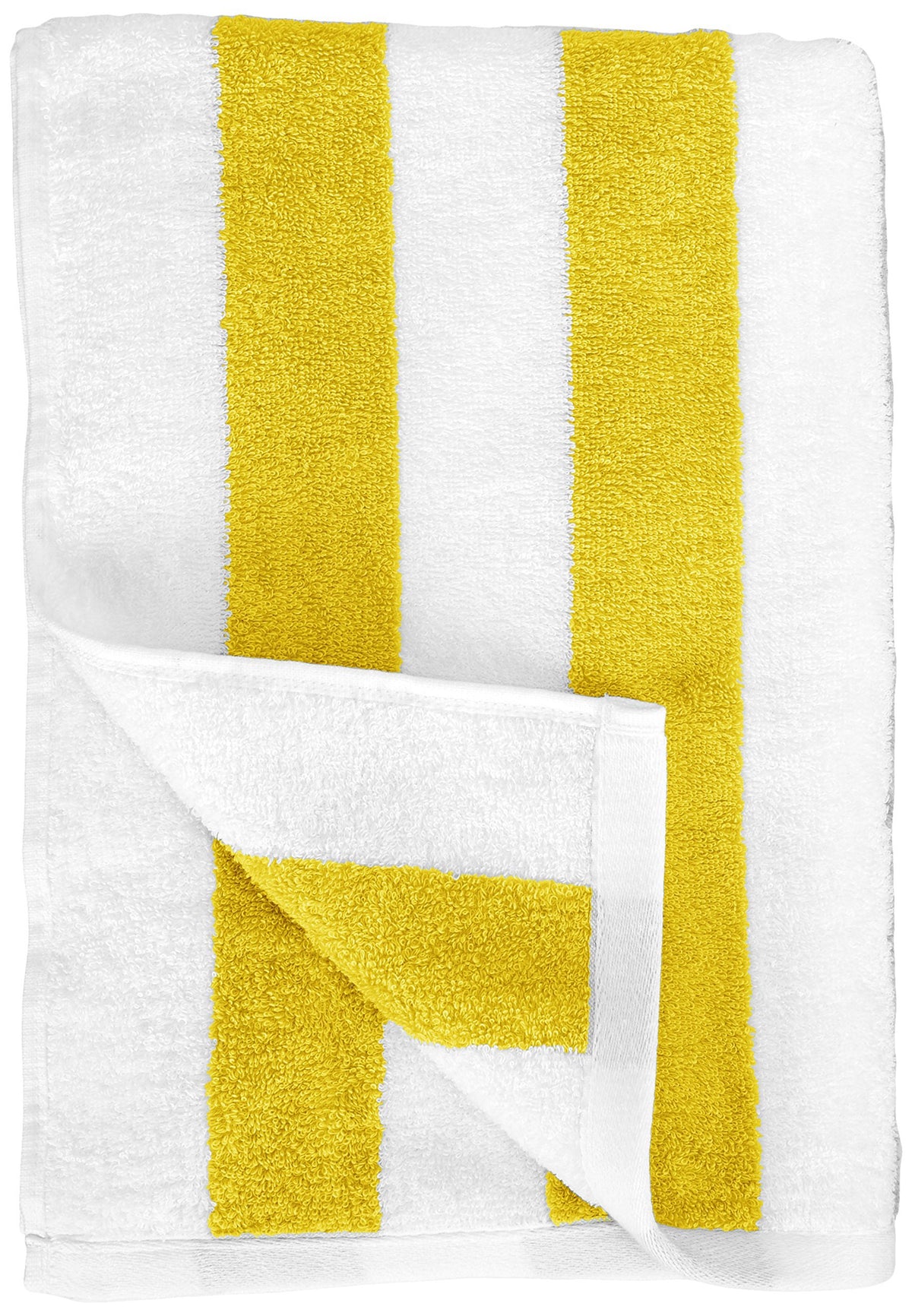 Amazon Basics cabana stripe towel label shows MADE IN GREEN and OEKO-TEX.