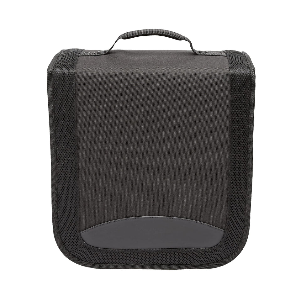 Amazon Basics CD/DVD Binder with zipper enclosure keeps discs protected during transport.