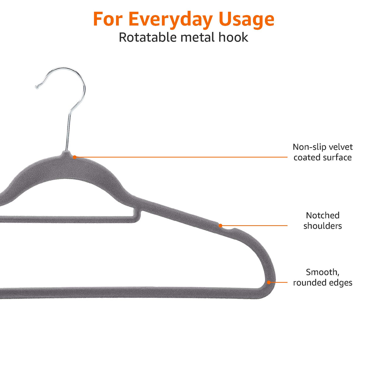 Amazon Basics curved-arc hangers help keep garments wrinkle-free.