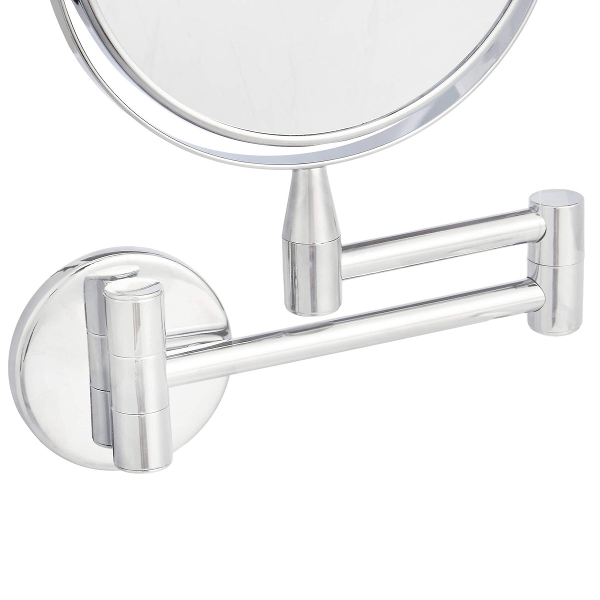 Amazon Basics chrome-finish vanity mirror provides a sleek, durable bathroom accent.