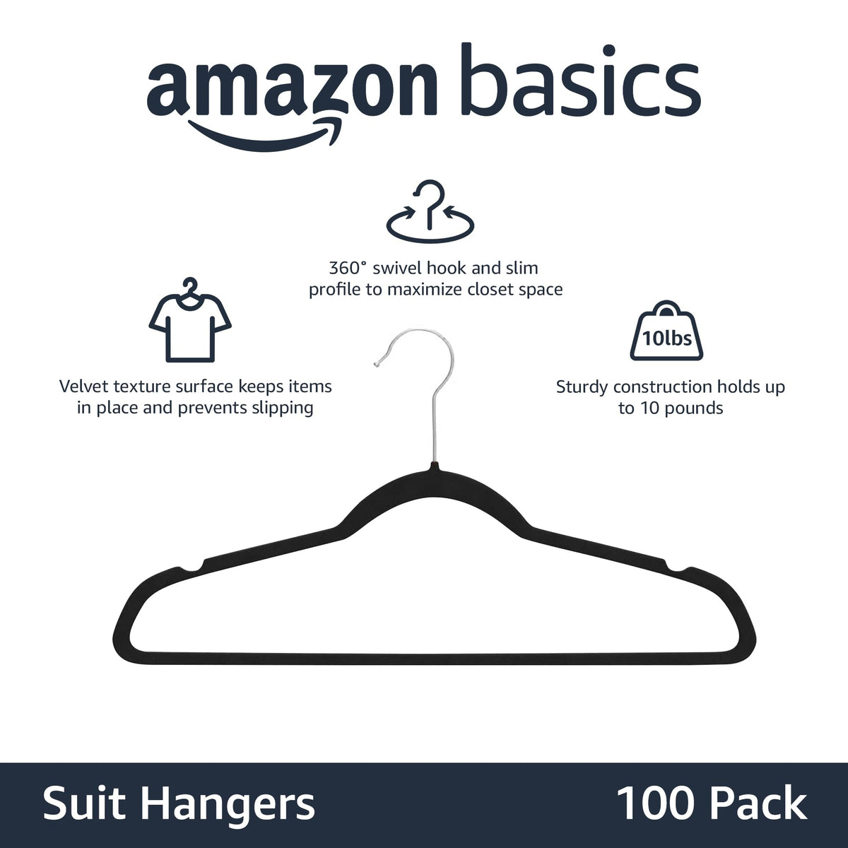 Amazon Basics closet-organization hangers with velvet surface prevent slipping of heavy blazers.