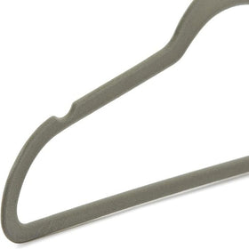100-pack gray Amazon Basics hangers keep closets organized and clutter-free.