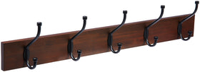 Amazon Basics wall-mounted coat rack in light walnut finish, ideal for entryway organization.