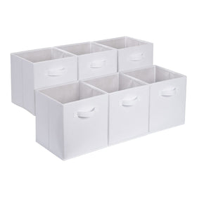 Amazon Basics collapsible fabric storage bin front view for tidy cube organization