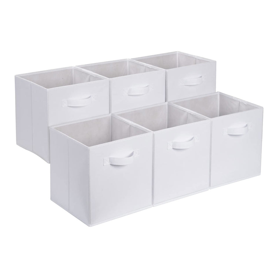 Amazon Basics collapsible fabric storage bin front view for tidy cube organization