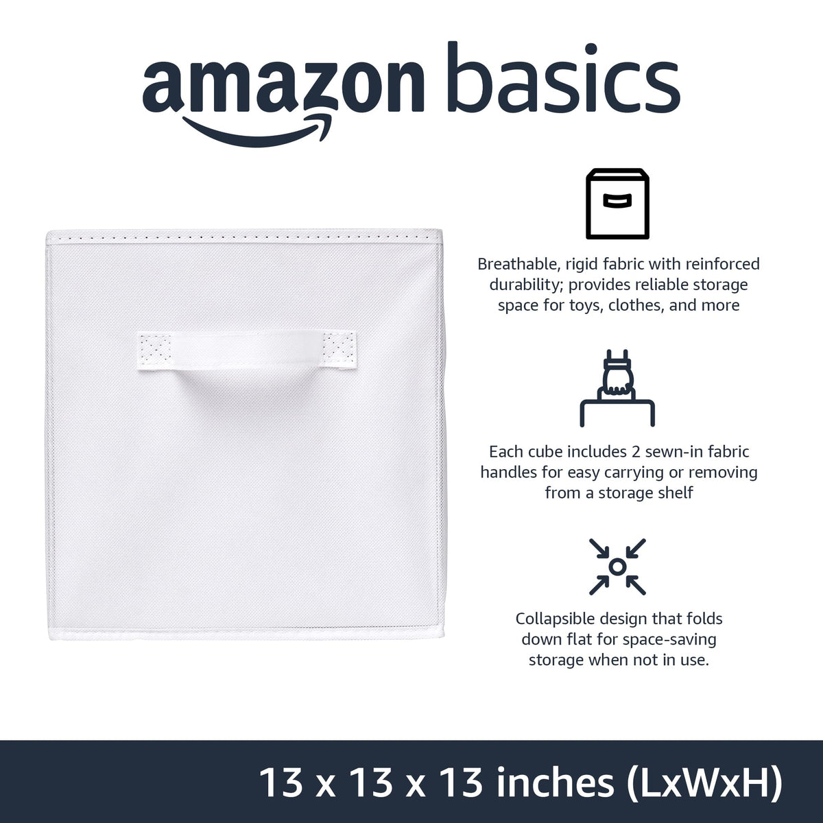 Amazon Basics collapsible fabric storage bin with handles for easy transport