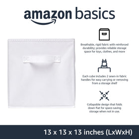 Amazon Basics collapsible fabric storage bin with handles for easy transport