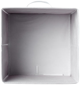 Amazon Basics collapsible fabric storage bin in a cubby for versatile shelving