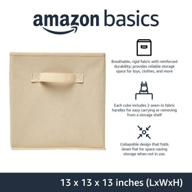 Amazon Basics collapsible storage cube with handles for easy transport and repositioning