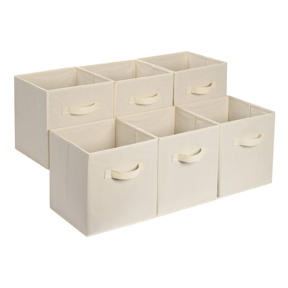 Amazon Basics collapsible storage cube with open top for quick access and organization