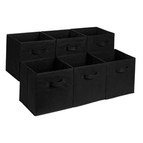 Amazon Basics collapsible storage cubes neatly stacked on a shelf for organized spaces