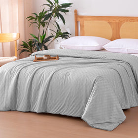 Amazon Basics gray fabric cooling comforter ideal for hot sleepers