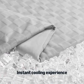 Amazon Basics cooling comforter inside fill recycled polyester highlighting sustainable materials