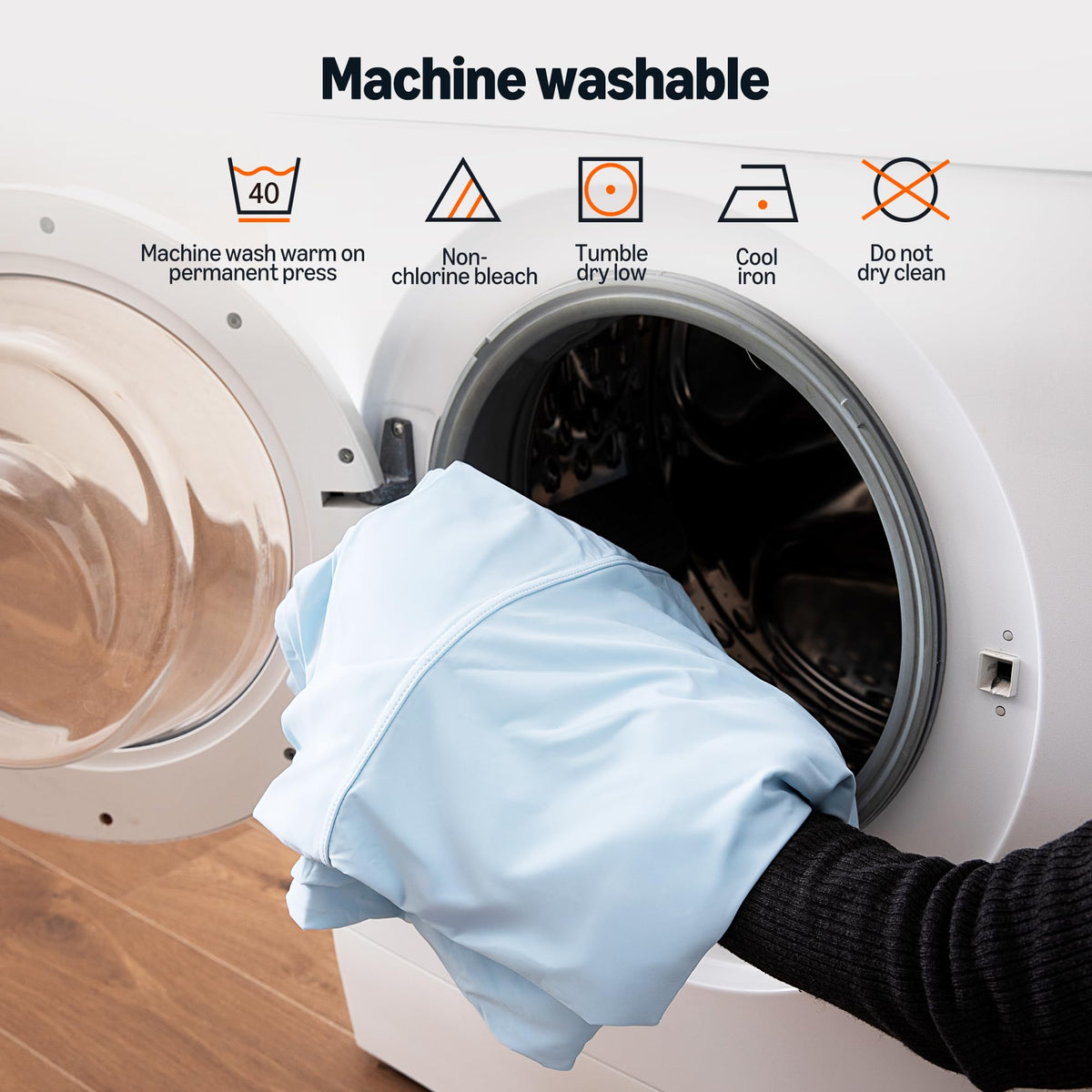 Amazon Basics Cooling Sheets ready for machine washing and easy care