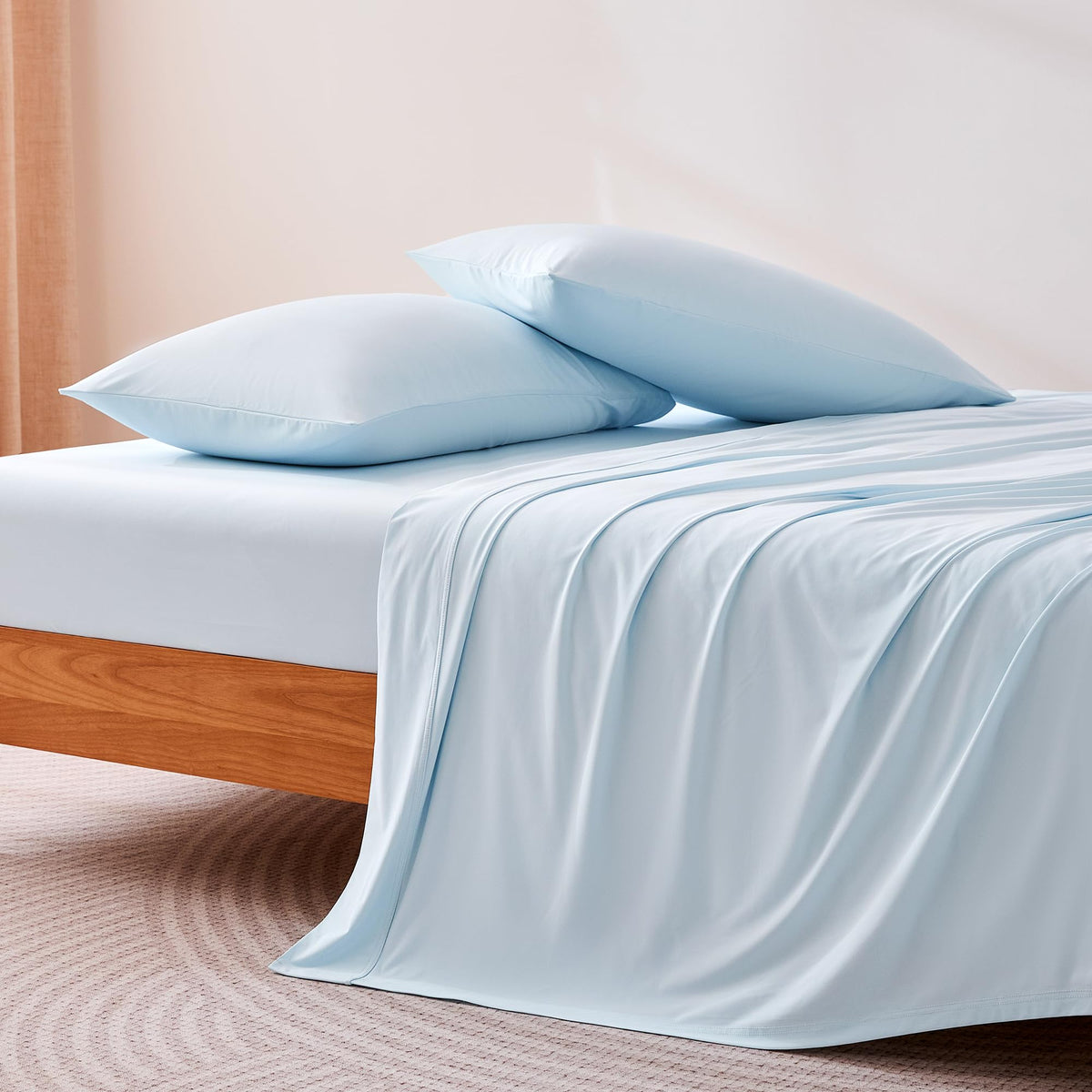 Amazon Basics Cooling Sheets fabric texture close-up shows soft, flexible weave