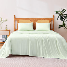 Amazon Basics cooling sheets fabric texture close-up showing breathable feel for hot sleepers.
