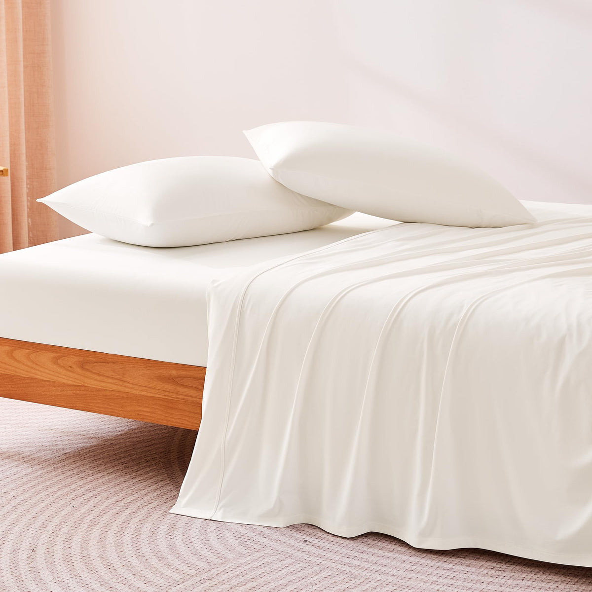 Amazon Basics cooling sheets queen flat sheet offers a breathable, airy surface.