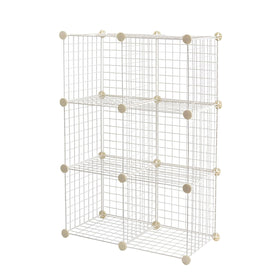 Amazon Basics cube wire grid 6-cube white for compact storage and organization.