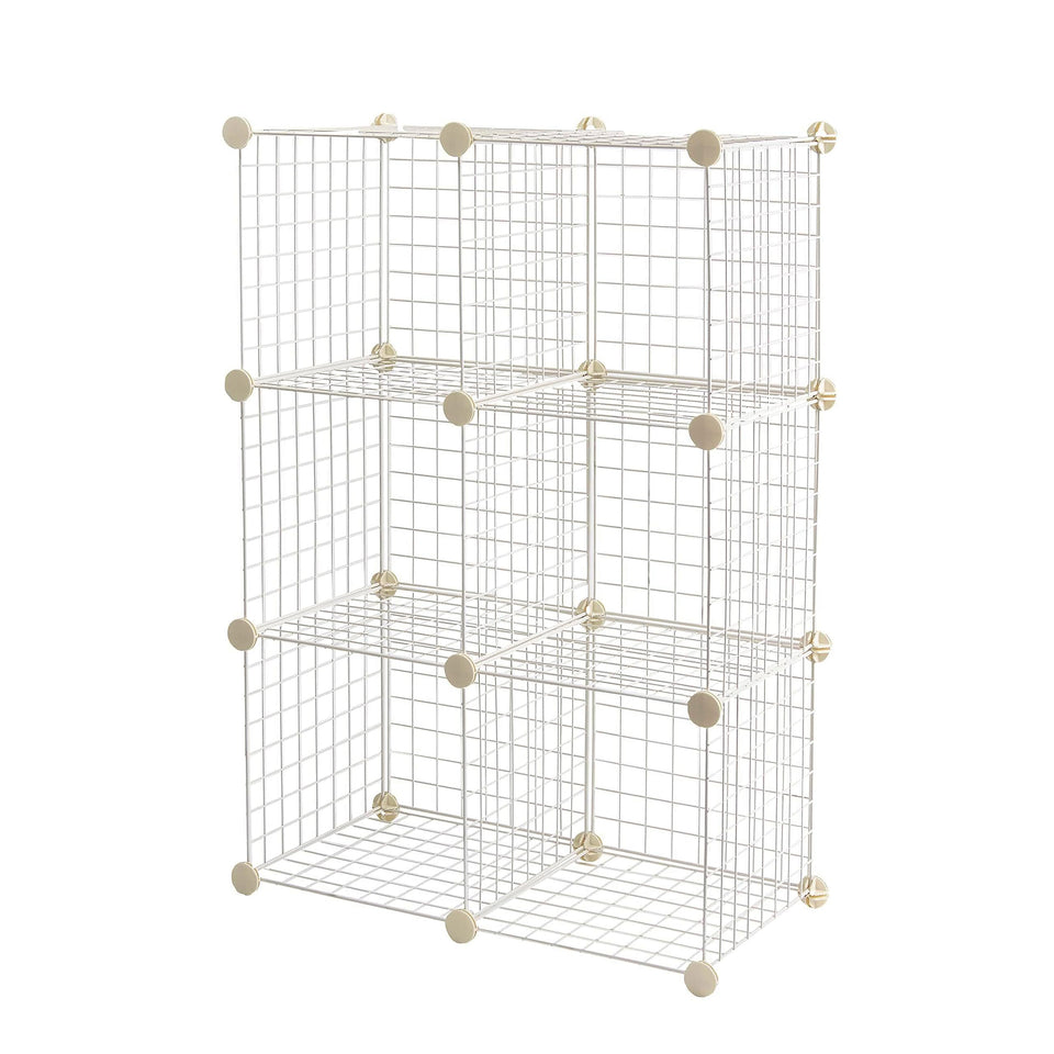Amazon Basics cube wire grid 6-cube white for compact storage and organization.