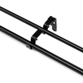 Amazon Basics curtain rod arch-end wrap-around design for seamless fabric coverage
