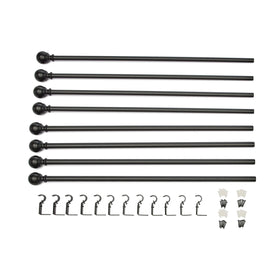 Extendable Amazon Basics curtain rod demonstrating adjustable length for different windows.