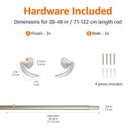 Amazon Basics curved ends curtain rod nickel wraps around window for full shade