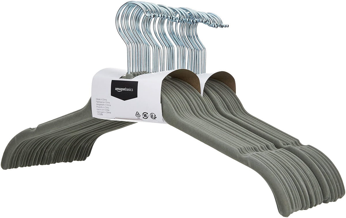 Amazon Basics dimensions highlight slim form of the hangers.