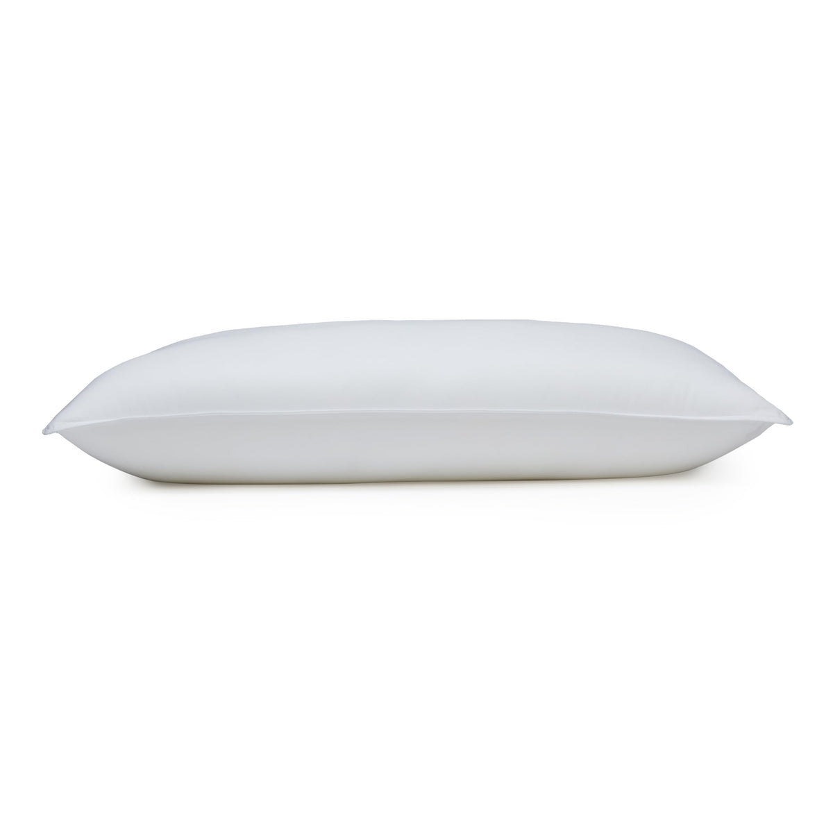 Amazon Basics Down Alternative Pillow king 2-pack edge stitching close-up highlights durable construction