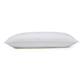 Amazon Basics Down Alternative Pillow king 2-pack edge stitching close-up highlights durable construction