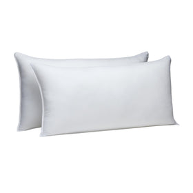 Amazon Basics Down Alternative Pillow king 2-pack front view shows plush comfort for back sleepers
