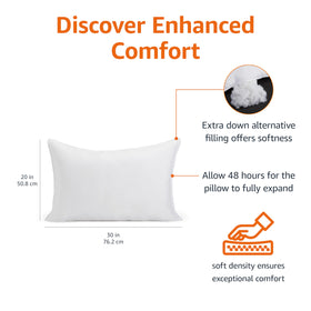 Queen size pillows with fluffy fill deliver soft yet supportive comfort.