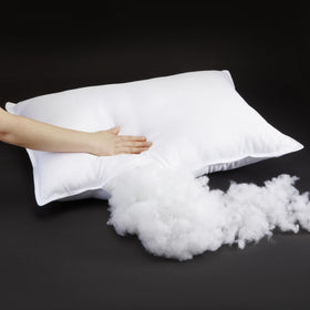 Amazon Basics pillow queen pack 2 fluffed after unboxing for immediate cozy comfort