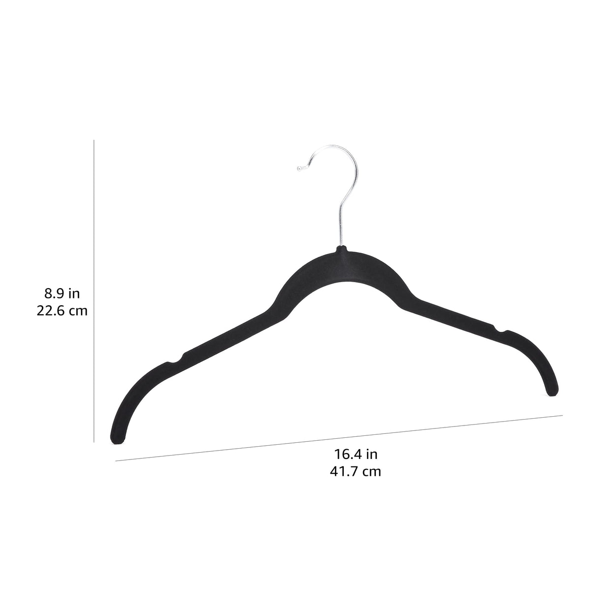Durable Amazon Basics hangers hold up to ten pounds per hanger