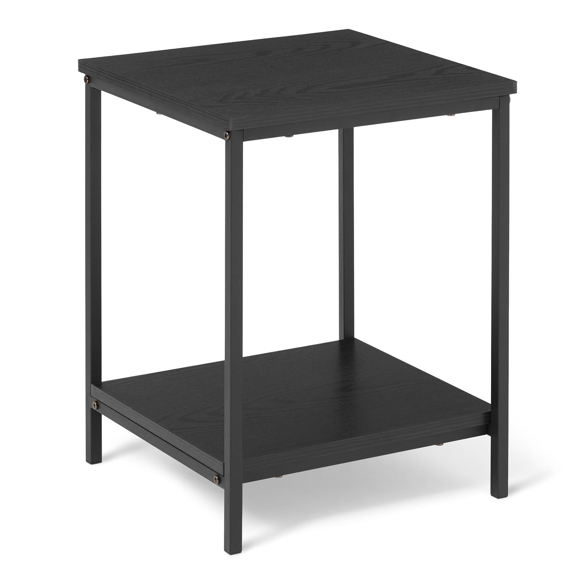 Amazon Basics end table with steel frame and bottom shelf for lamp or drinks