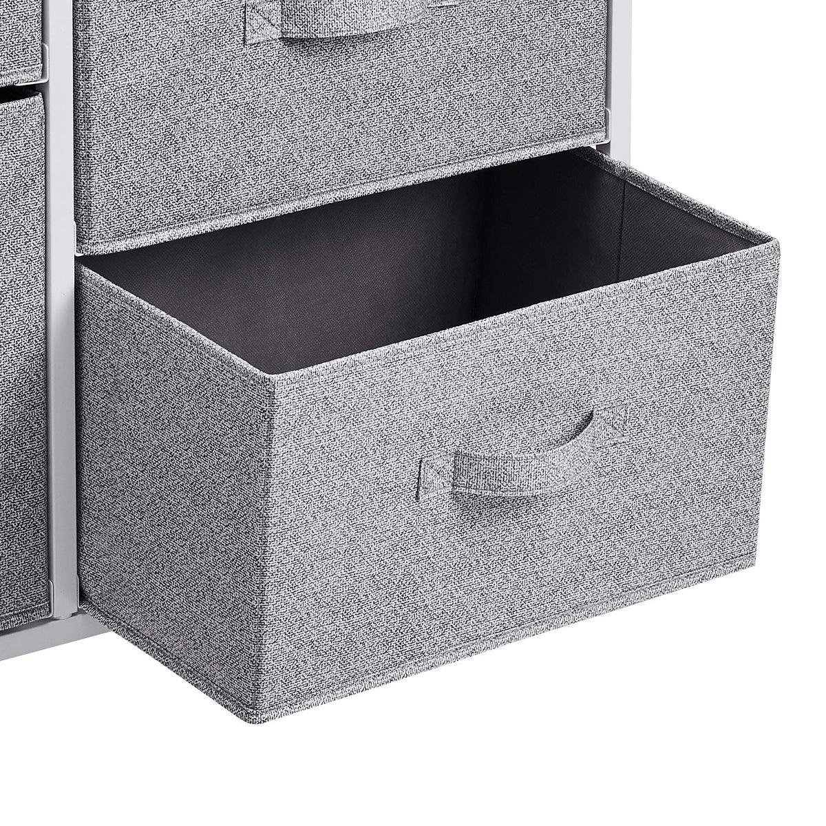 Amazon Basics fabric drawer close-up highlighting durable material and smooth texture