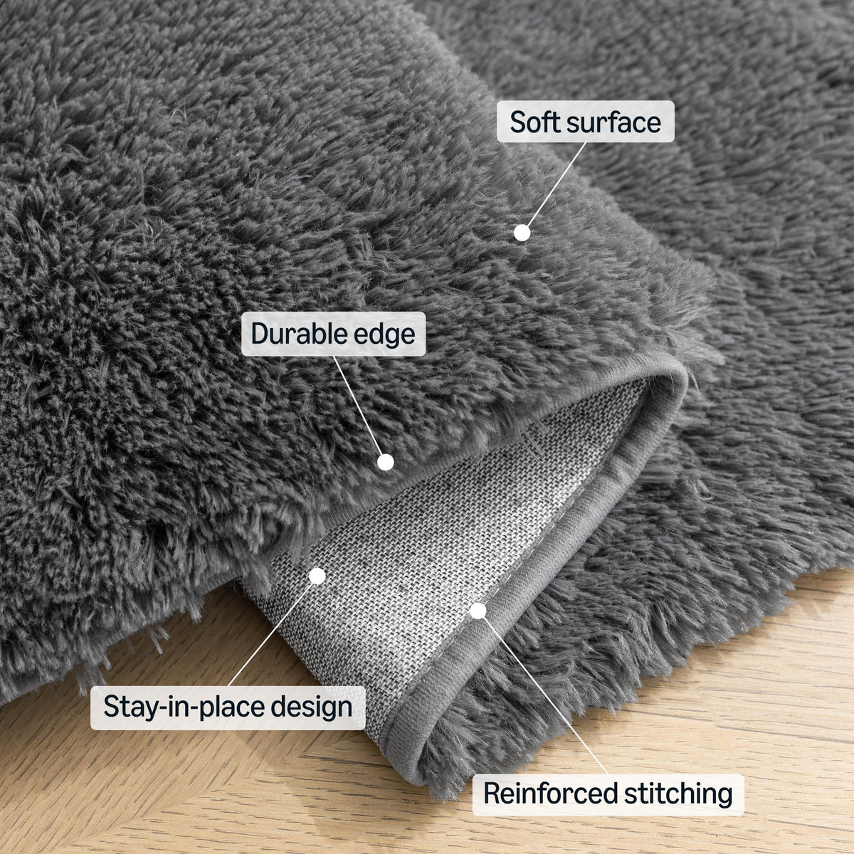 Amazon Basics fluffy rug with 5x7 dimensions fits spacious rooms