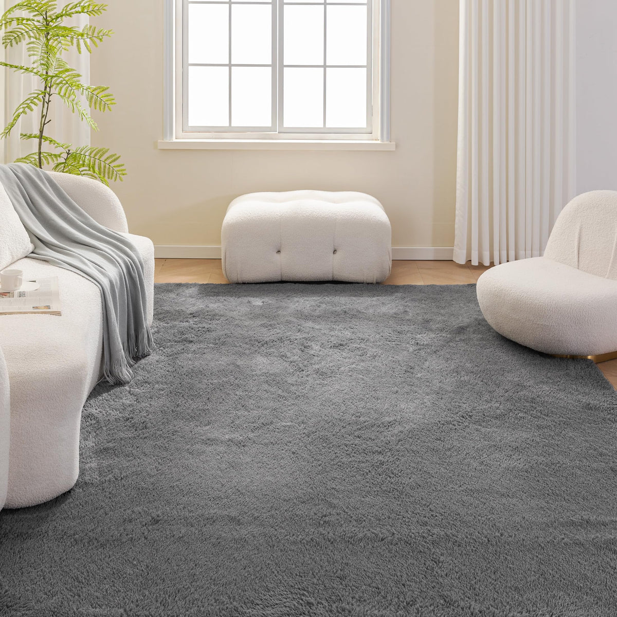 Amazon Basics fluffy rug in a living room scene adds warmth and comfort