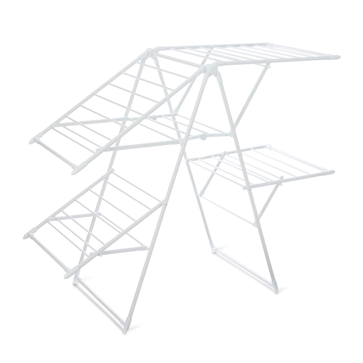Amazon Basics foldable drying rack front view showing spacious wings for max capacity