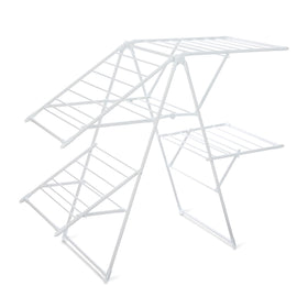 Amazon Basics foldable drying rack front view showing spacious wings for max capacity