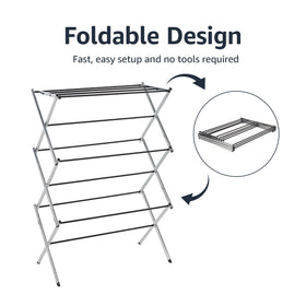 Amazon Basics sturdy rack supports up to 32 pounds for daily garments.