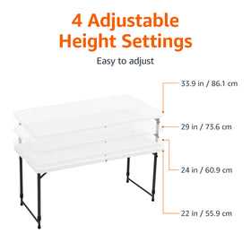 Amazon Basics folding table carrying handle for easy portability