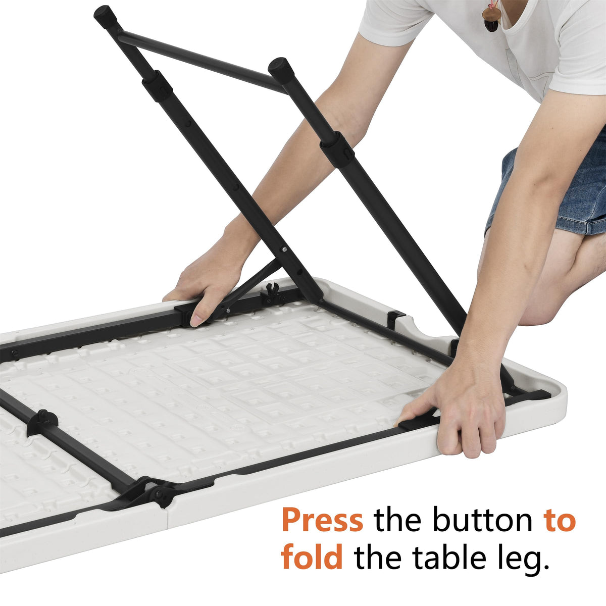 Amazon Basics folding table compact storage for space-saving transport